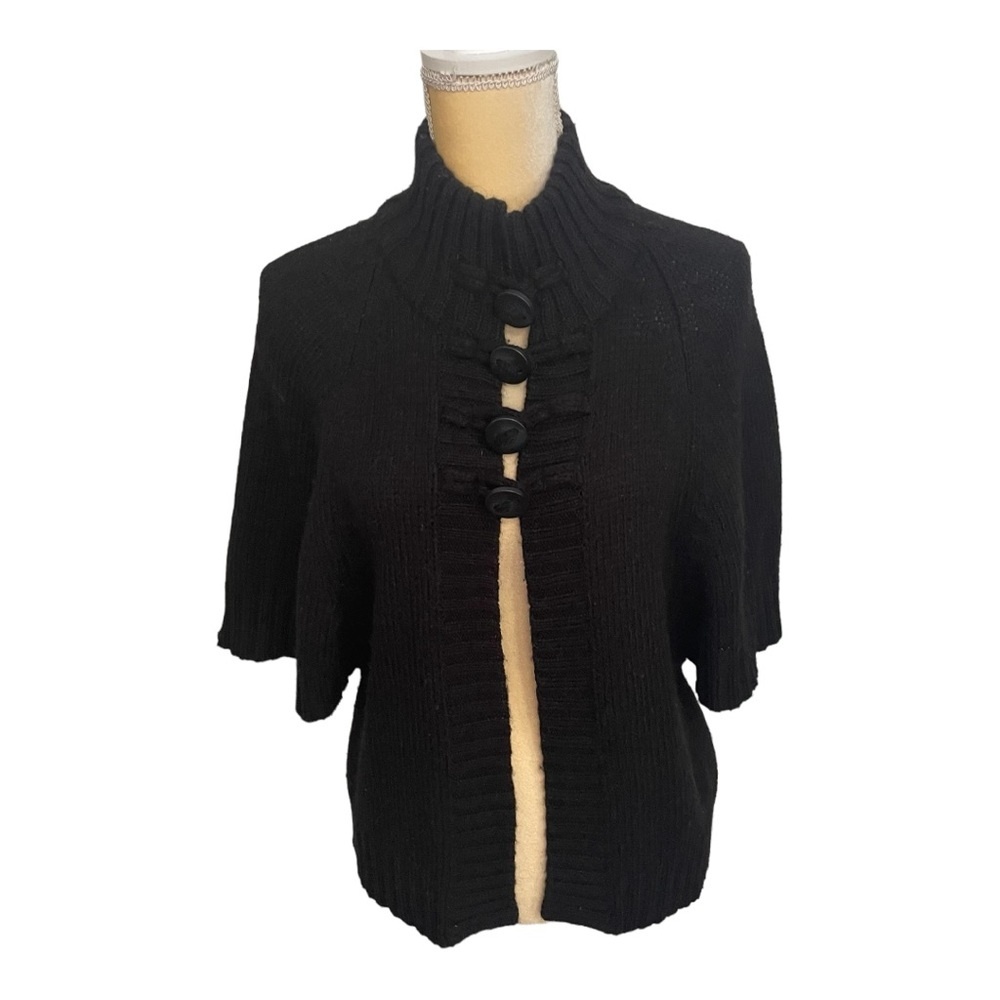 Calvin Klein Black Cardigan with Button Closure High Mock Neck Size Small‎